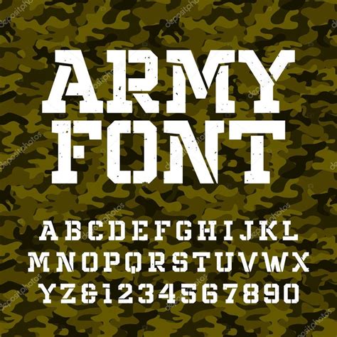Army Stencil Alphabet Font Type Letters Numbers Green Camo Seamless