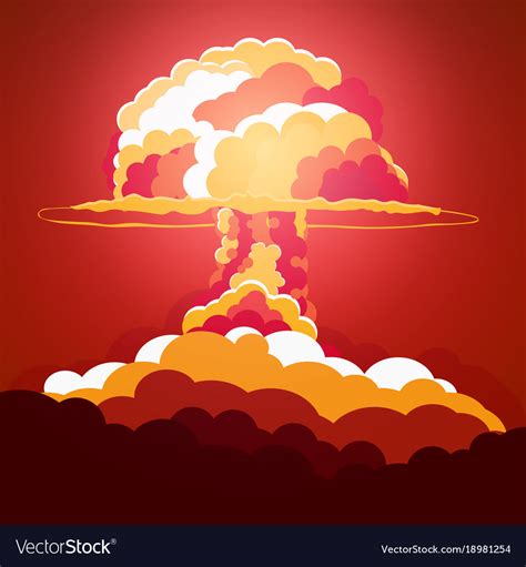 Nuclear Explosion Cartoon Retro Poster Mushroom Vector Image