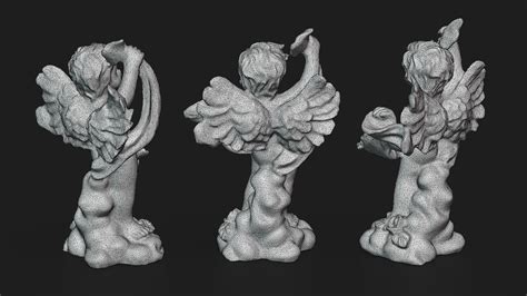 3d Model Resin Cherub Angel Statue Vr Ar Low Poly Cgtrader