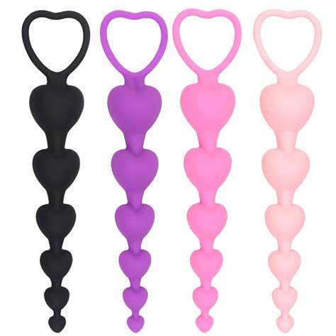 New Heart Beads Sex Toys Soft Anal Plug Anus Toys Big Balls Silicone G