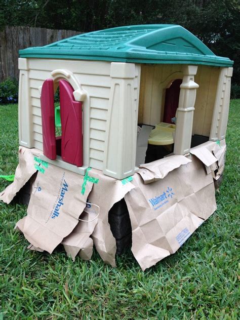 The mari log cabin playhouse made from 28mm interlocking logs made from spruce. Halloween Playhouse Makeover - Jennifer Perkins