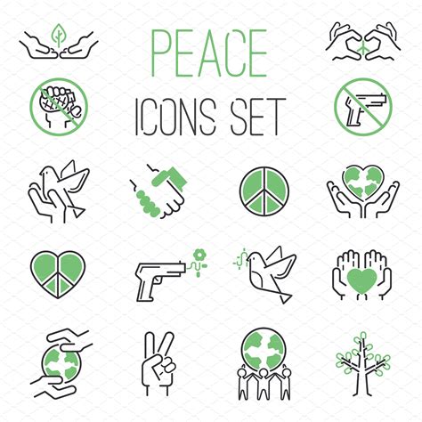 Peace Icons Vector Set Vector Graphics Creative Market