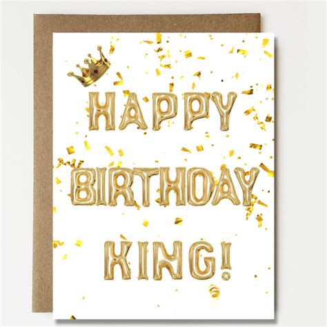 Happy Birthday King Gold Balloons Birthday Card Card For Etsy