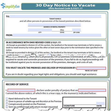 Specific details must be clearly stated on the notice, so the other party has reasonable awareness about their responsibilities. Ohio Notice to Vacate