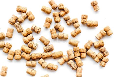 Corks Of Wine Bottles On White Background Top View Stock Photo Image