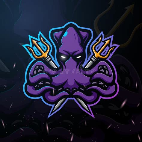 Octopus Mascot Esport Logo Design Stock Vector Illustration Of