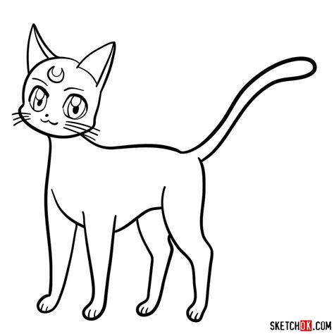 How To Draw Artemis A White Cat In Sailor Moon Anime Sketchok Easy