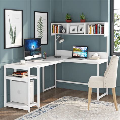 Tribesigns Inch L Shaped Computer Desk With Hutch Shelf Space