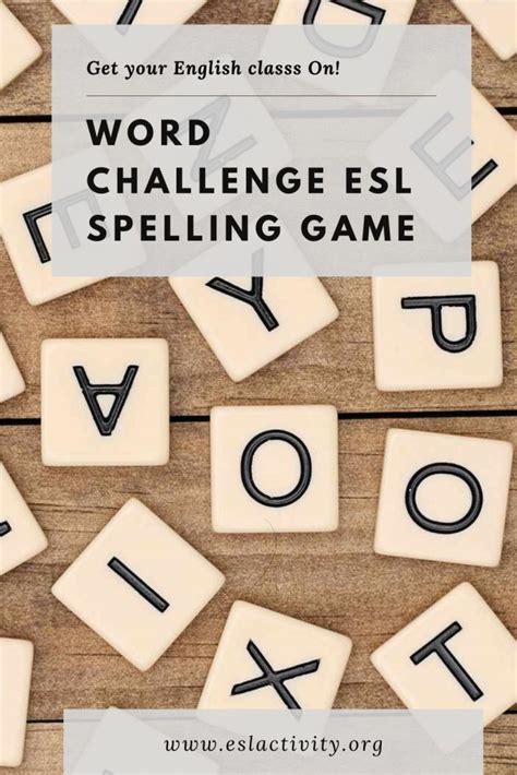 Esl Spelling Game Word Challenge Esl Activities