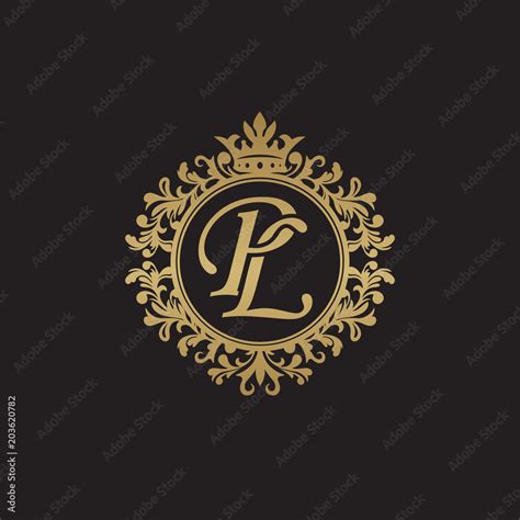Initial Letter Pl Overlapping Monogram Logo Decorative Ornament Badge