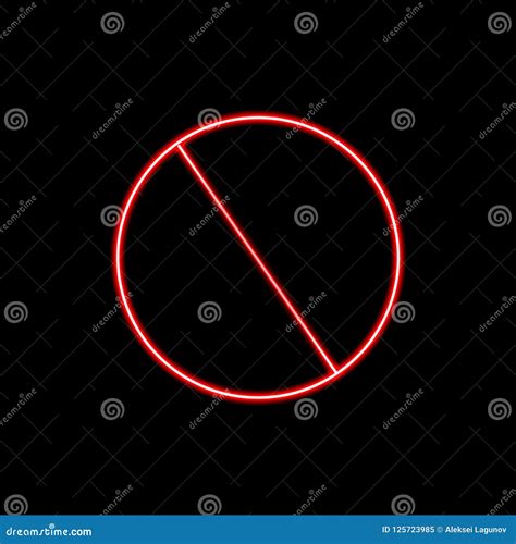Vector Neon Crossed Circle Bright Red Color Warning Stock Vector