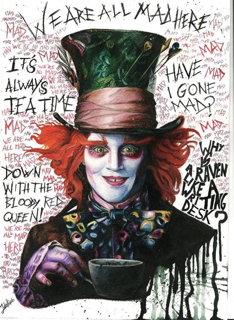 The Mad Hatter From Alice In Wonderland Tim Burton Watercolour Pencils21x30 Alice In