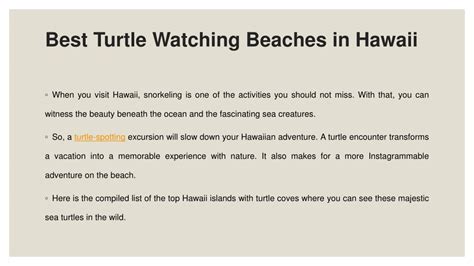 PPT Best Turtle Watching Beaches In Hawaii PowerPoint Presentation