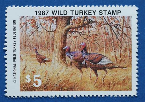 u s nwtf12 1987 national wild turkey federation wild turkey stamp ebay