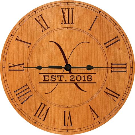 Personalized Engraved Monogram Cherry Wood Clock 12 X Monogram