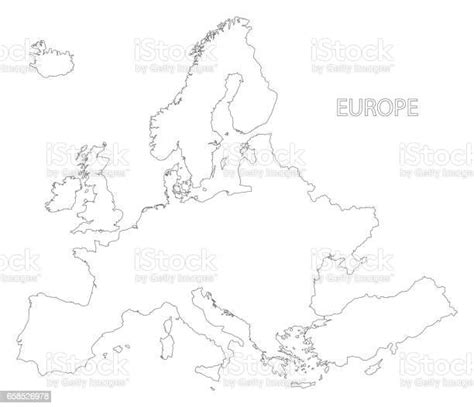 Ilustración De Ilustración De Mapa Europa Contorno Silueta En Blanco Y