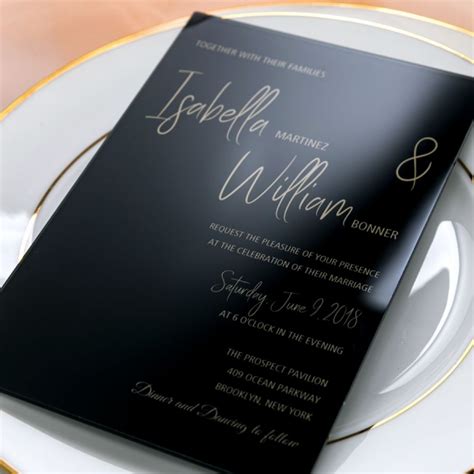 These are the quintessential invites that will make an amazing first impression on family and friends. Glassy Black Acrylic Wedding Invitation，Gold Foil ...
