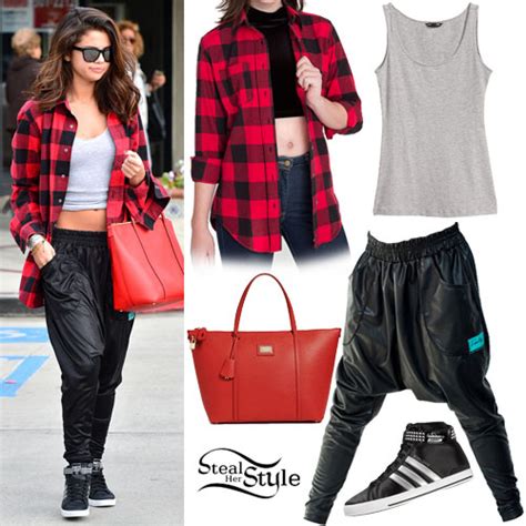 Selena Gomez Plaid Shirt Harem Pants Steal Her Style