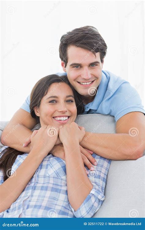 Portrait Of A Man Embracing His Partner Stock Photo Image Of Brown