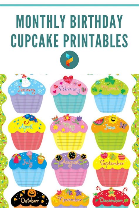Monthly Birthday Cupcake Printables Free Birthday Printables