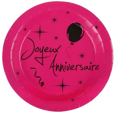 9 In Pink Joyeux Anniversaire Plates 10 Pcs Boutique La Fiesta