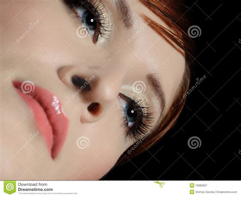 Beautiful Woman Face Eyes With Long Lashes Stock Image