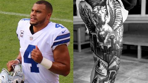In Photos Cowboys Stars Dak Prescott Shows Off Massive New Leg Tattoo