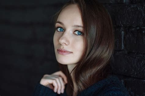 Wallpaper Face Women Model Long Hair Blue Eyes
