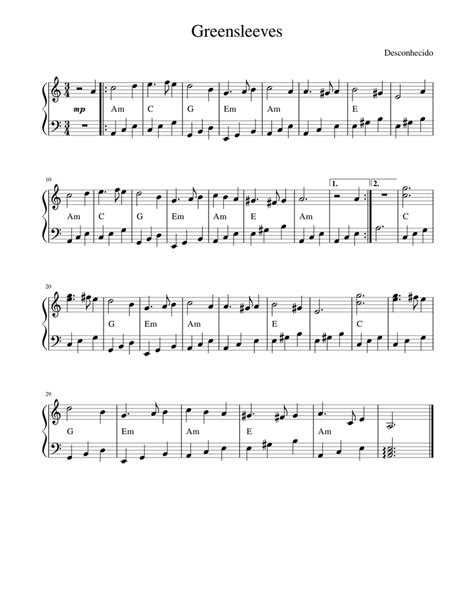 Consequently, we're starting by testing it with some christmas and popular songs. Greensleeves Sheet music for Piano | Download free in PDF ...