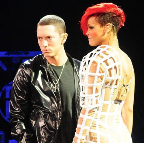 eminem joined on stage at v festival by rihanna royce da 5 9 and d12