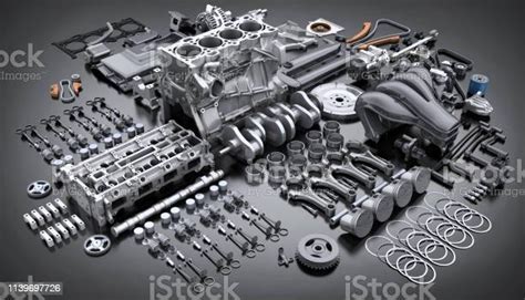 Car Engine Disassembled Many Parts Stock Photo Download Image Now