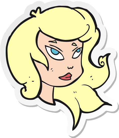 Sticker Of A Cartoon Female Face 11783593 Vector Art At Vecteezy