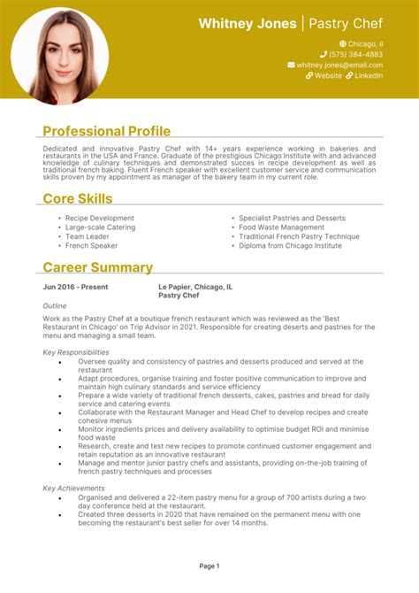 Pastry Chef Resume Example Guide Secure Top Jobs