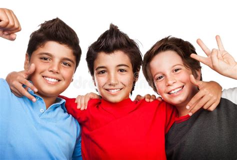Three Happy Boys Stock Image Image Of Pupil Schoolkids 59218131