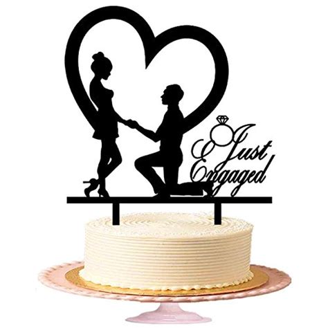 Buy Just Engaged Cake Topper Man Wear Ring To His Fiancee Acrylic Wedding Cake Topper In