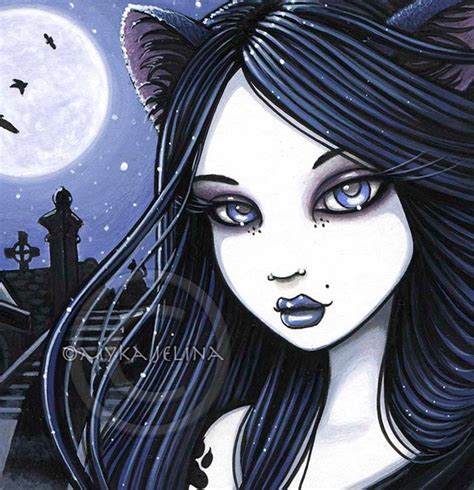 Lila Gothic Black Cat Girl Hand Signed Glossy Print 8x10 Inch Etsy