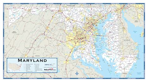 Maryland Wall Map With Roads By Map Resources Mapsales Images And