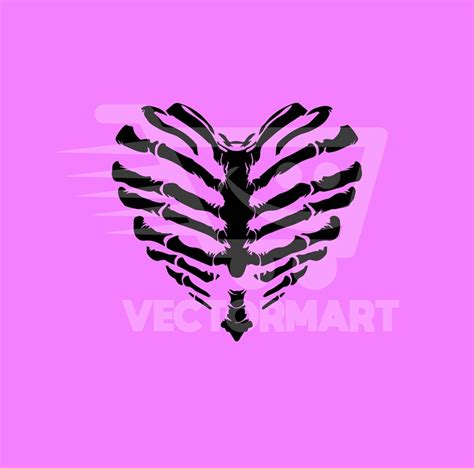 Skeleton Rib Cage Heart Vector Art SVG PDF EPS Png Dxf Etsy
