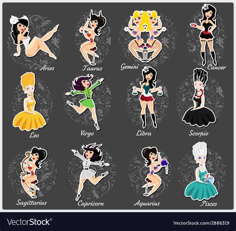 Zodiac Horoscope Signs With Beautiful Girls Vector Image