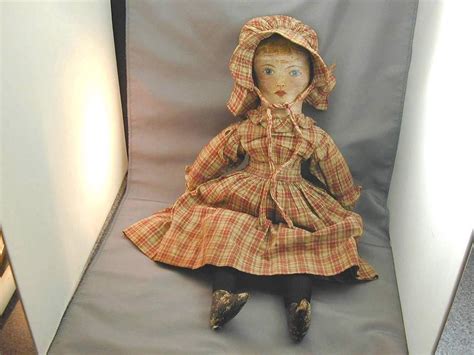Details About Antique Early Cloth Rag Doll Handmade Embroidered Face
