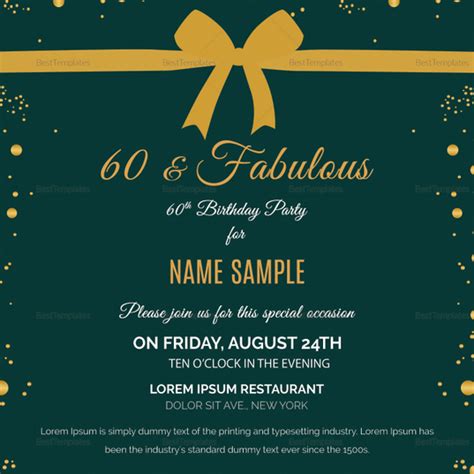 60th Birthday Party Invitation Design Template in Word, PSD, Publisher