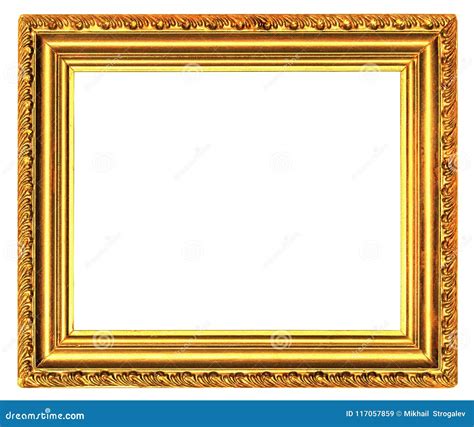 Gold Wooden Frame With Carved Pattern Isolated On A White Stock Image 50c