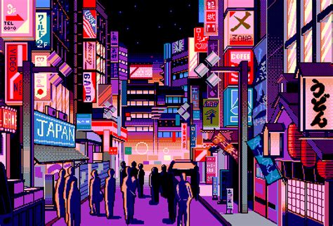 Manga Vaporwave Pixel Art Wallpaper