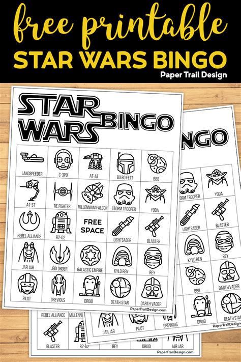 Star Wars Bingo Free Printable Party Game Paper Trail Design