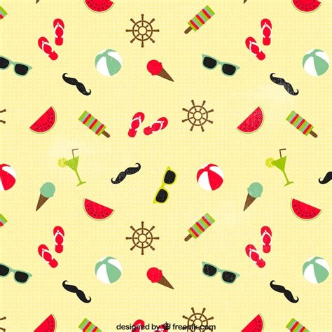 Free Vector Colorful Summer Icons Pattern