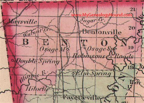 Benton County Arkansas 1875 Map In 2020 Benton County