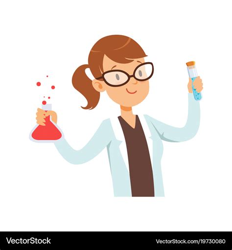 Girl Chemist Character Female Scientist In White Vector Image
