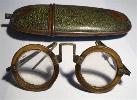 Chinese Glasses With Horn Frame In Shagreen Leather Case Catawiki
