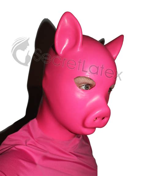 Pink Latex Pig Hood Rubber Fetish Full Head Bondage Mask Etsy