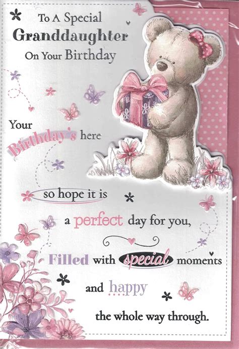 Granddaughter Birthday Card Wishing You A Happy Birthday Granddaughter Cute Bear Balloons